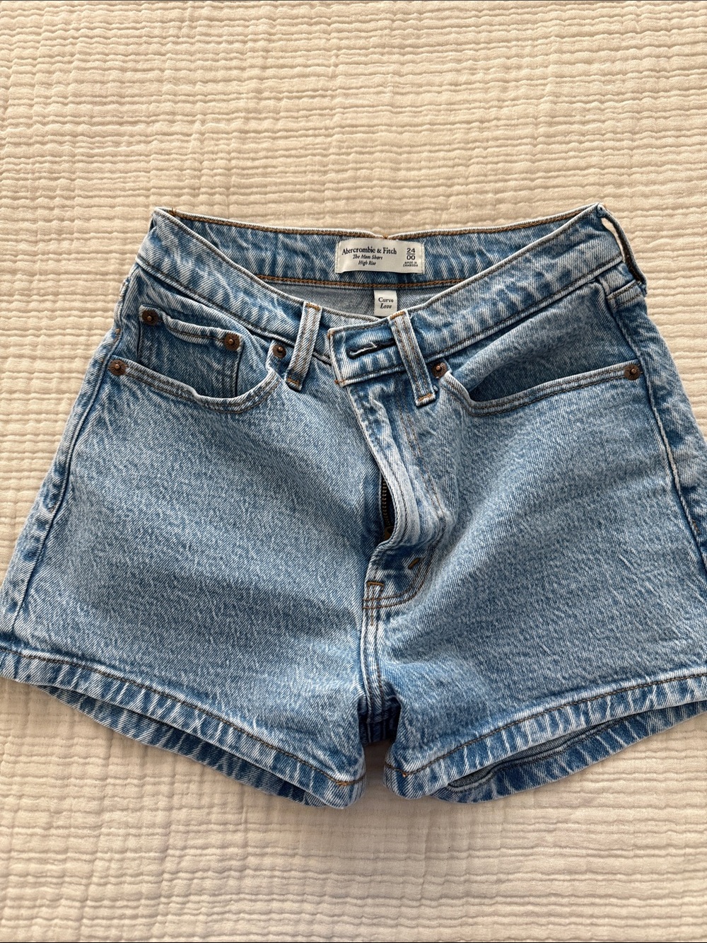 Abercrombie & Fitch Light Blue Denim High-Waist Jean Shorts